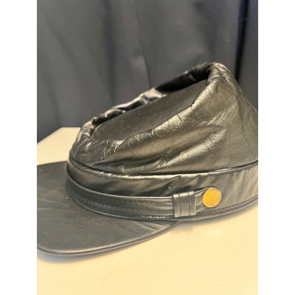 New York Hat & Cap Co. Genuine Leather Black Greek Fisherman's Captain Hat Usa View 2